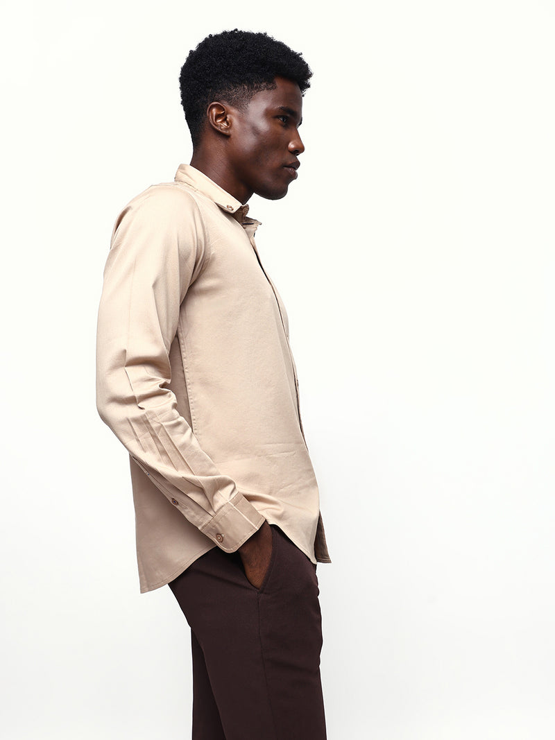 Men's Solid Spread Collar Full Sleeves Regular Fit Casual Shirt