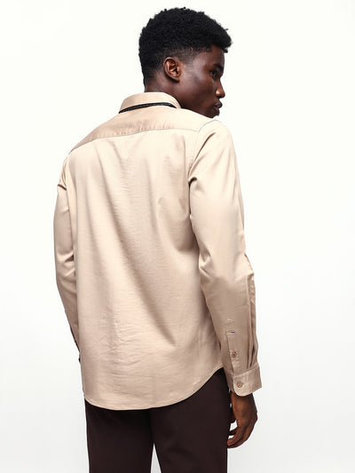 Men's Solid Spread Collar Full Sleeves Regular Fit Casual Shirt
