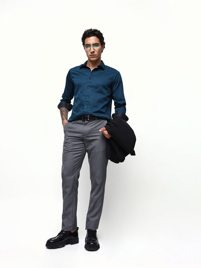Men's Solid Spread Collar Full Sleeves Regular Fit Casual Shirt