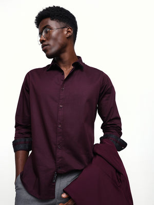 Men's Solid Spread Collar Full Sleeves Regular Fit Casual Shirt