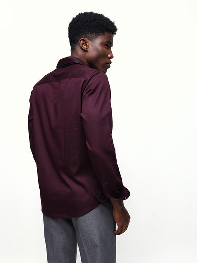Men's Solid Spread Collar Full Sleeves Regular Fit Casual Shirt