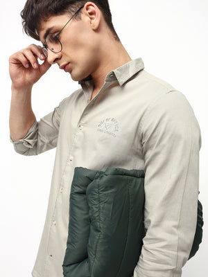 Men's Solid Embroidered Regular Fit Full Sleeves Shirt