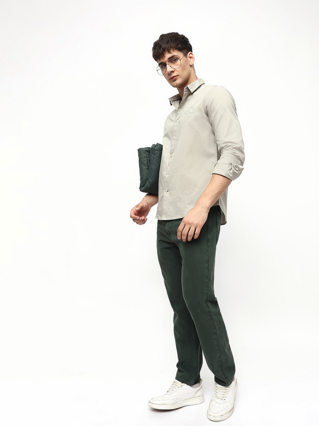 Men's Solid Embroidered Regular Fit Full Sleeves Shirt