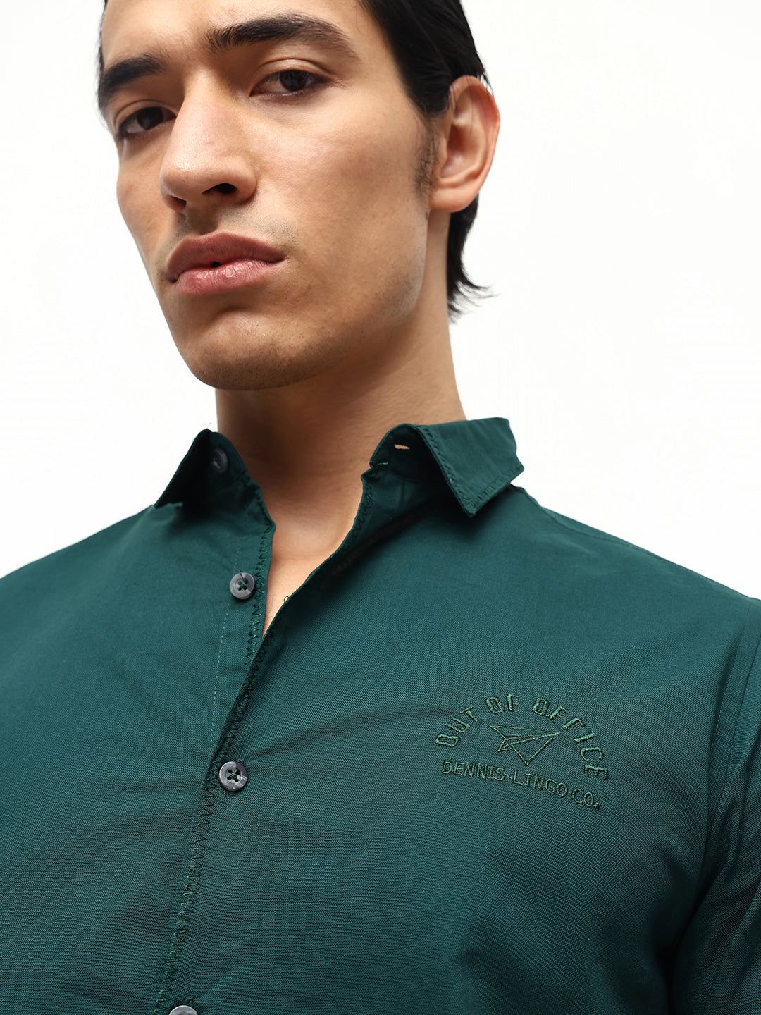 Men's Solid Embroidered Regular Fit Full Sleeves Shirt
