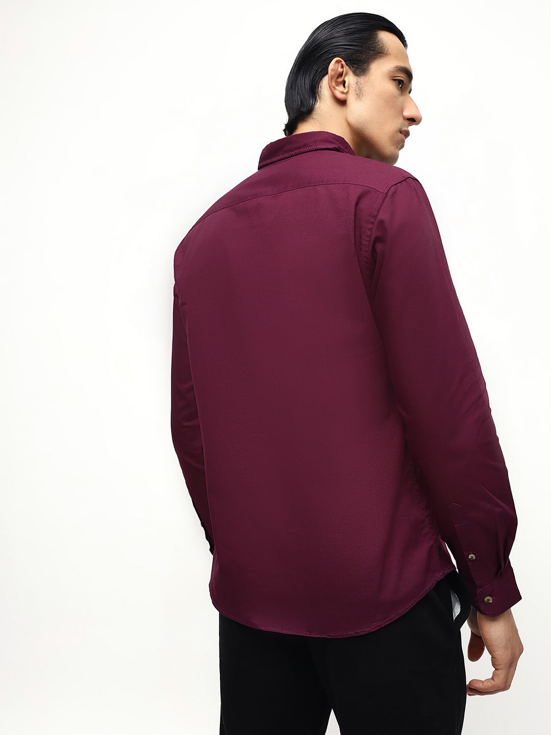 Men's Solid Embroidered Regular Fit Full Sleeves Shirt