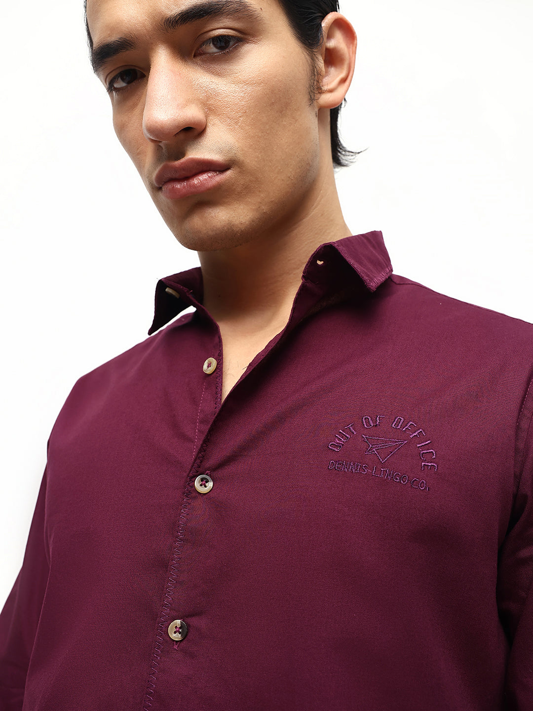 Men's Solid Embroidered Regular Fit Full Sleeves Shirt