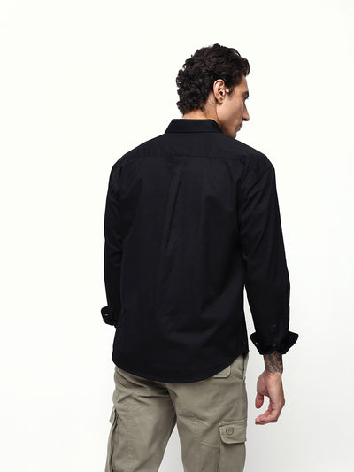 Men's Solid Spread Collar Full Sleeves Relaxed Fit Casual Shirt