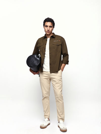 Men's Solid Spread Collar Full Sleeves Relaxed Fit Casual Shirt
