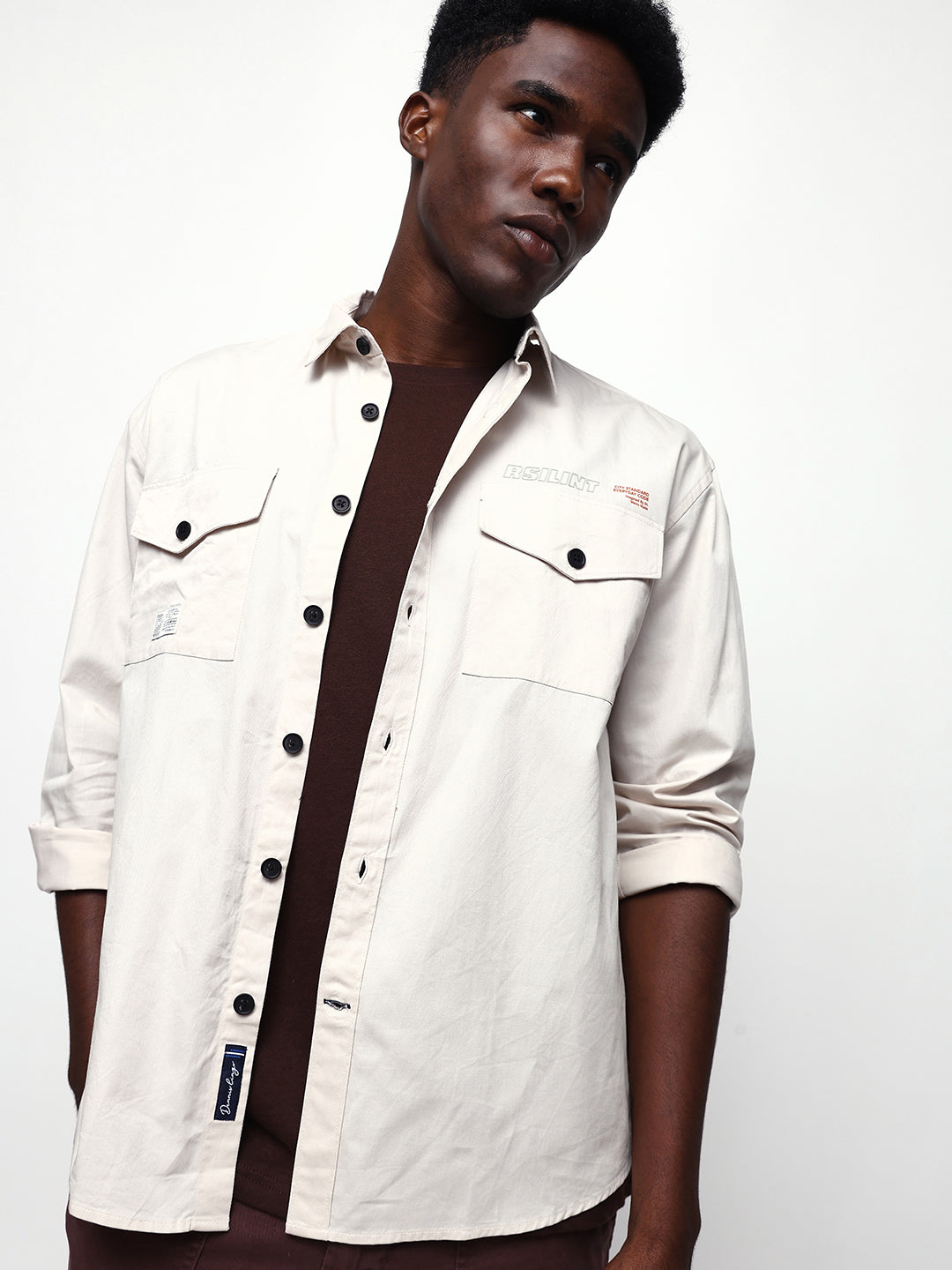 Men's Solid Spread Collar Full Sleeves Relaxed Fit Casual Shirt