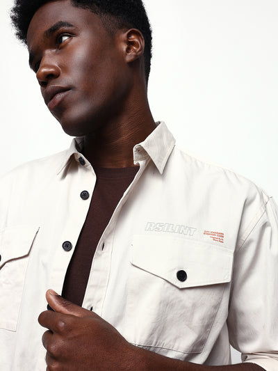 Men's Solid Spread Collar Full Sleeves Relaxed Fit Casual Shirt