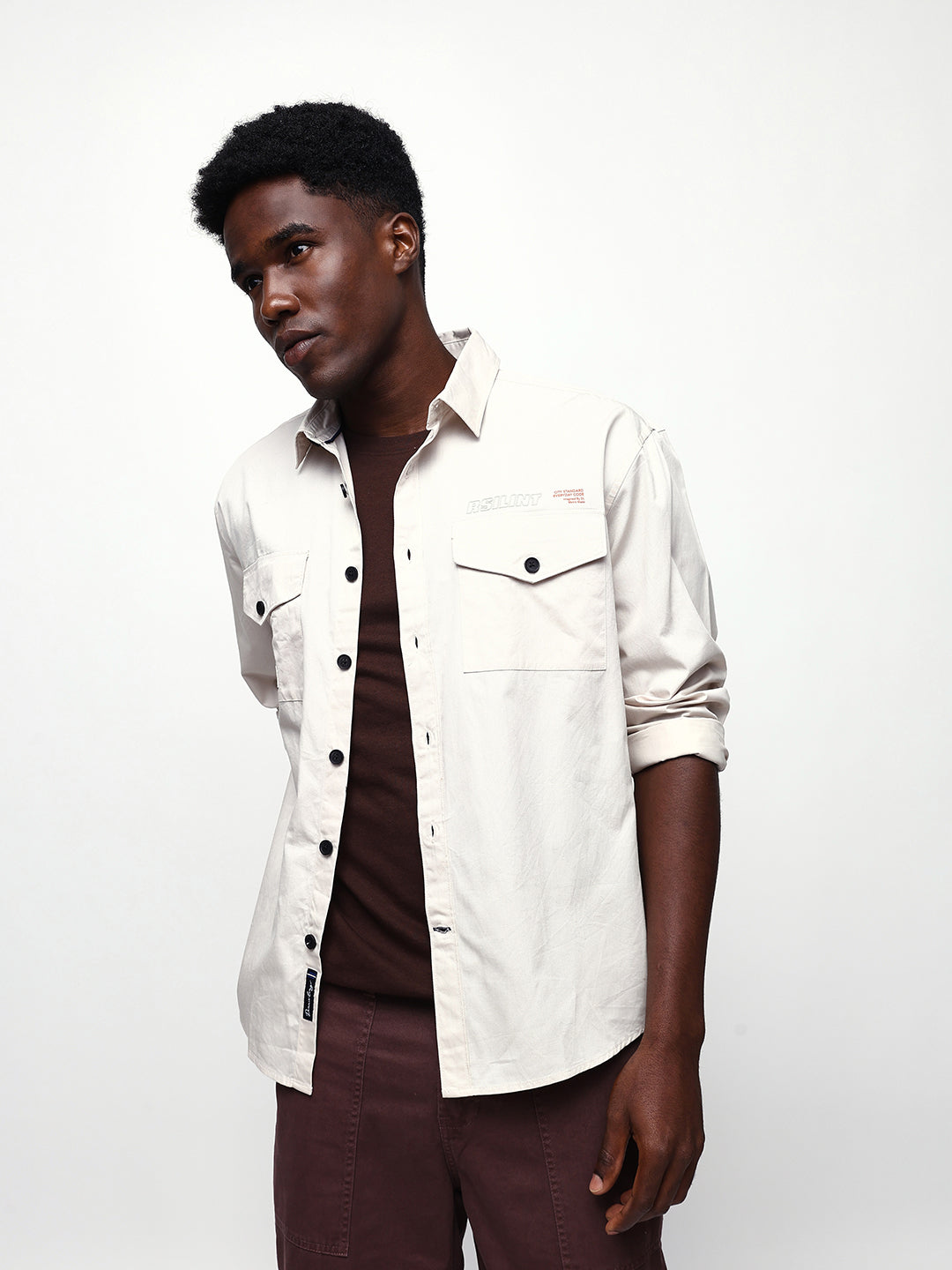 Men's Solid Spread Collar Full Sleeves Relaxed Fit Casual Shirt