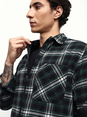 Men's Flannel Checks Spread Collar Relaxed Fit Casual Shirt