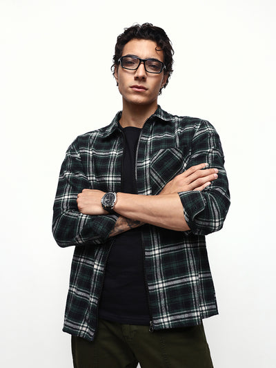 Men's Flannel Checks Spread Collar Relaxed Fit Casual Shirt