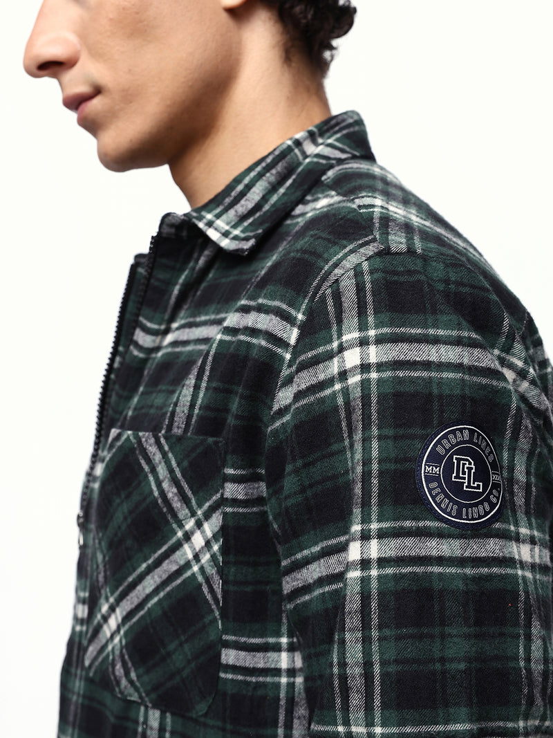 Men's Flannel Checks Spread Collar Relaxed Fit Casual Shirt