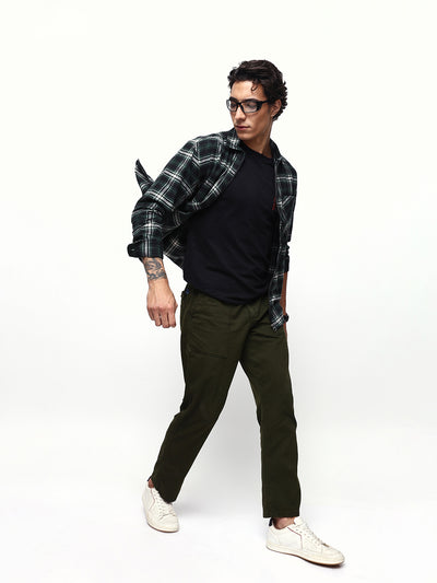 Men's Flannel Checks Spread Collar Relaxed Fit Casual Shirt