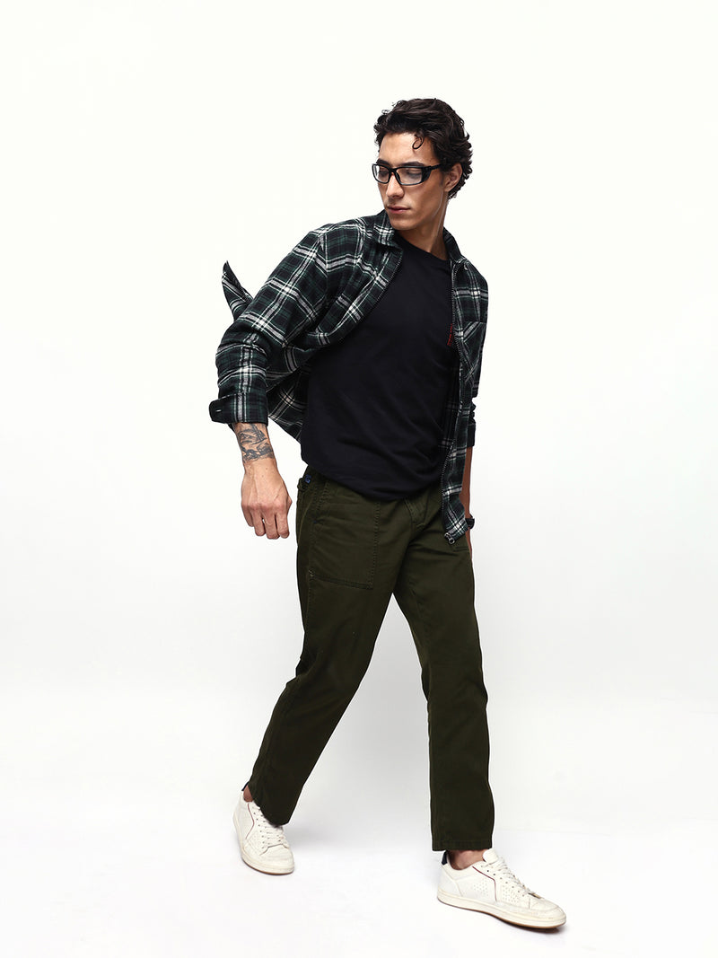 Men's Flannel Checks Spread Collar Relaxed Fit Casual Shirt