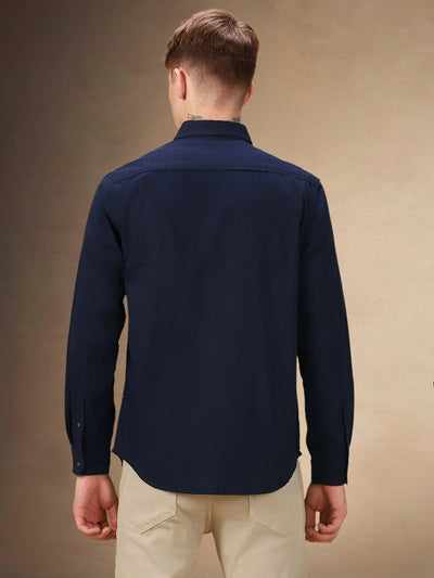 Men's Solid Spread Collar Full Sleeves Relaxed Fit Casual Shirt