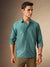 Men's Mineral Blue Textured Spread Collar Full Sleeves Casual Shirt