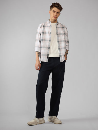 Men's Pink Checks Spread Collar Full Sleeve Regular fit Shirt