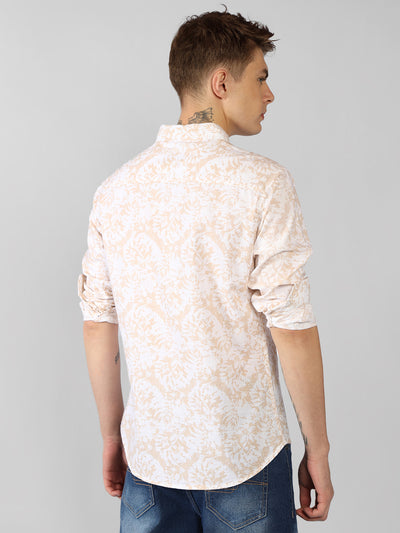 Men's  Floral Print Spread Collar Long Sleeves Relaxed Fit Casual Shirt