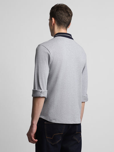 Men's Regular Collar Slim Fit Solid Light Grey Casual Shirts