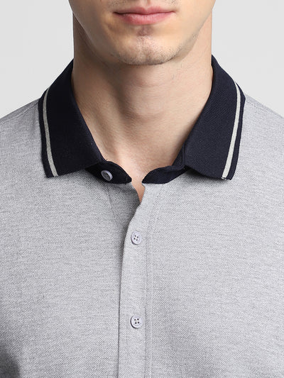 Men's Regular Collar Slim Fit Solid Light Grey Casual Shirts