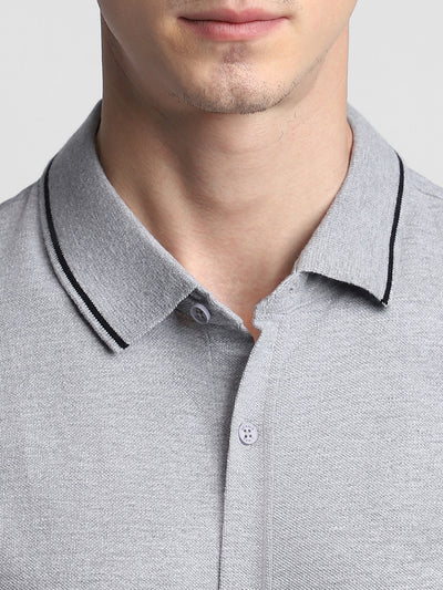 Men's Regular Collar Slim Fit Solid Light Grey Casual Shirts