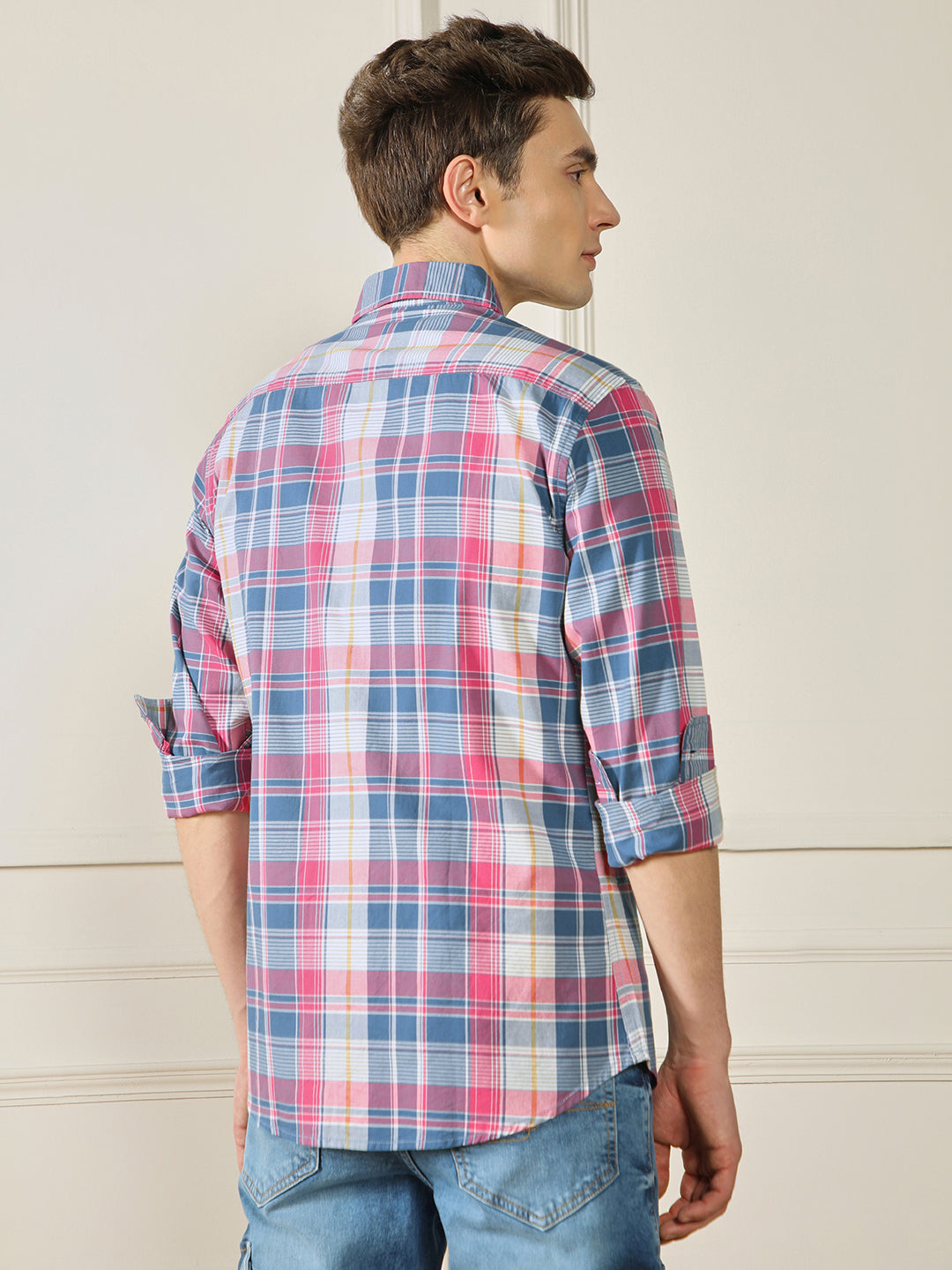 Men's Tartan checks Multicolor 100% Cotton Casual Shirt