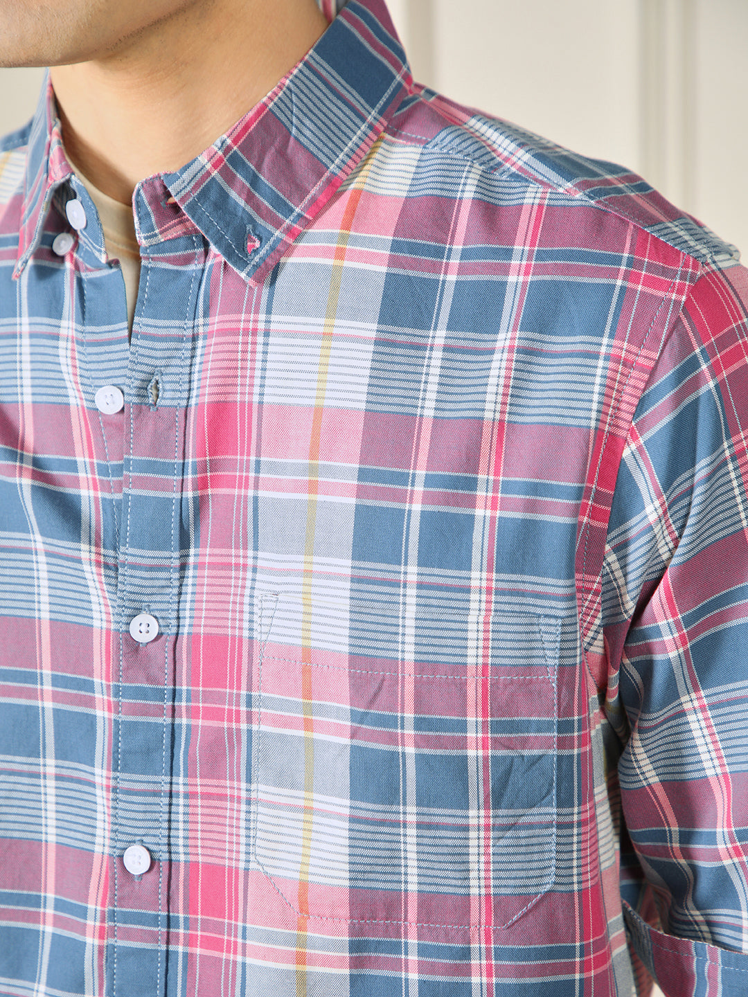 Men's Tartan checks Multicolor 100% Cotton Casual Shirt