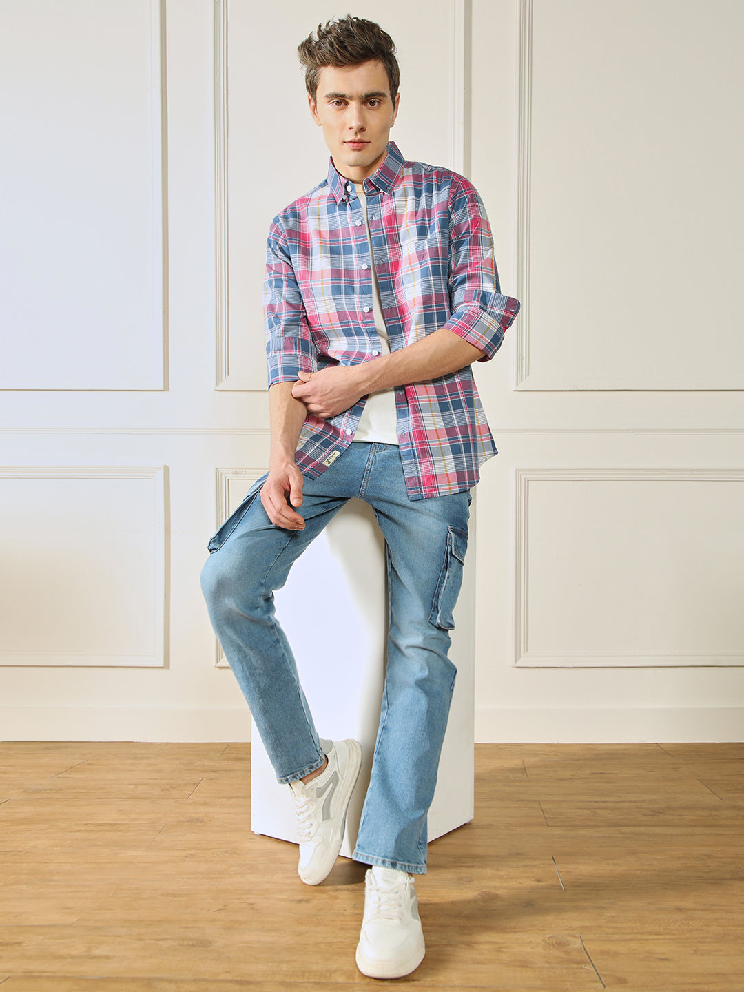 Men's Tartan checks Multicolor 100% Cotton Casual Shirt