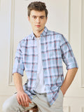 Dennis Lingo Men's  Blue 100% Cotton Casual Shirt