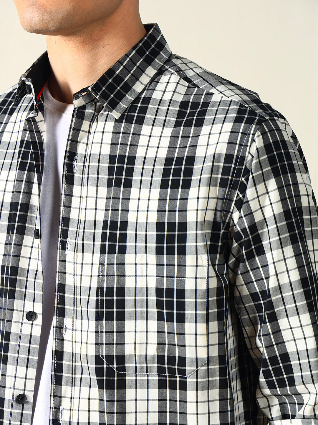 Men's Checks Black 100% Cotton Casual Shirt