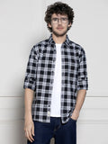 Men's Navy Tartan Checks Casual Shirt
