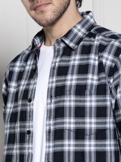 Men's Navy Tartan Checks Casual Shirt