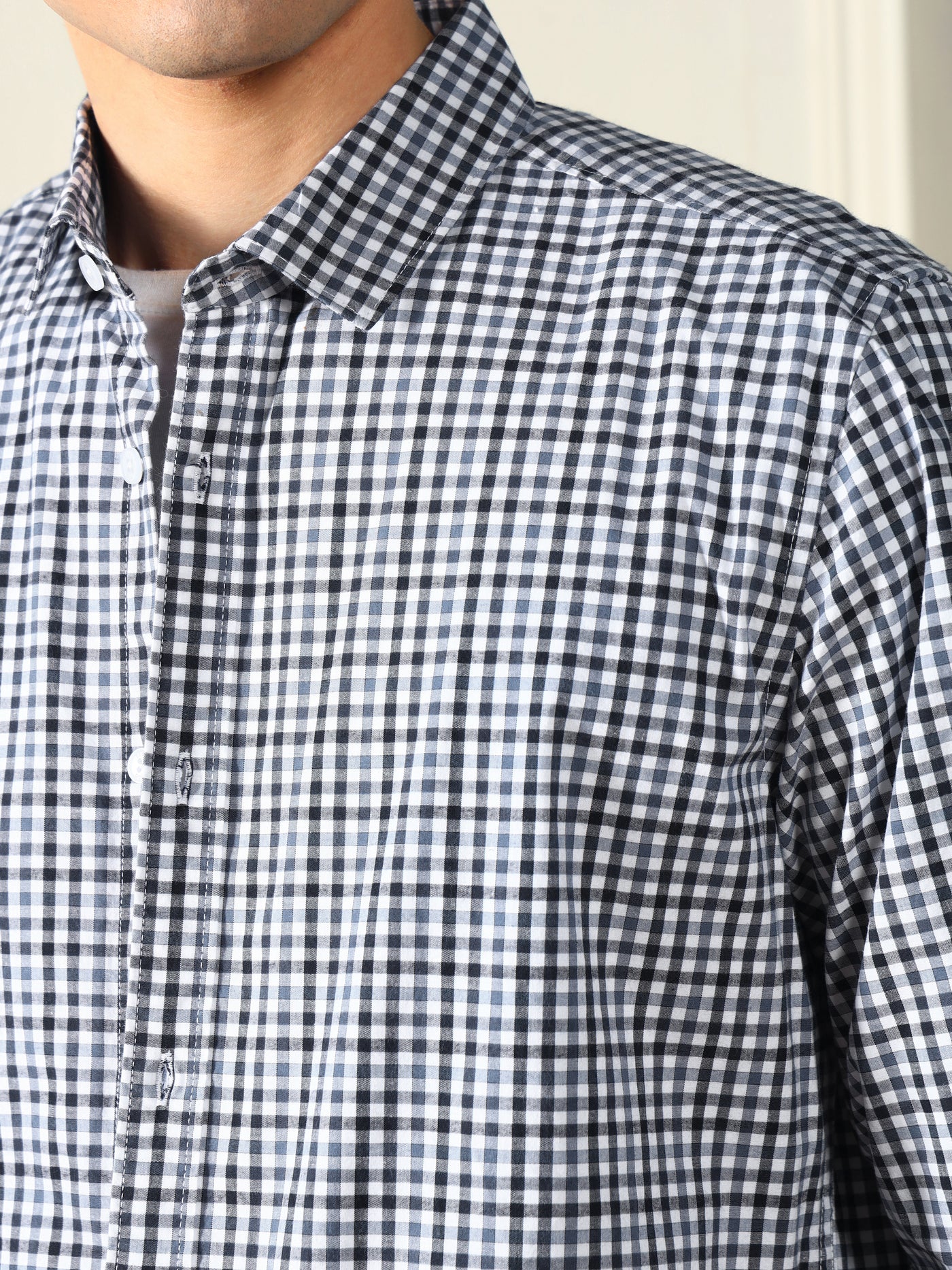 Dennis Lingo Men's Button Down Collar Regular Fit Checks Blue Casual Shirt