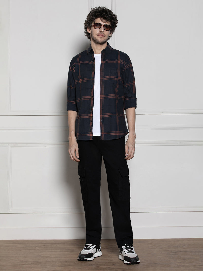Men's Green Tartan Checks Casual Cotton Shirt