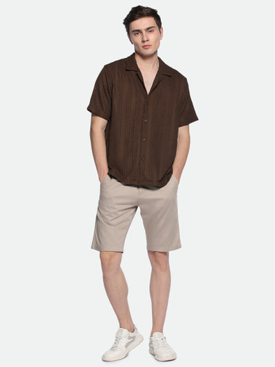 Dennis Lingo Mens's brown Stripes Casual Shirt
