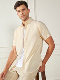 Men's Spread Collar Regular Fit Solid Yellow Casual Shirt