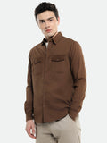 Dennis Lingo Mens's Brown solid Casual Shirt
