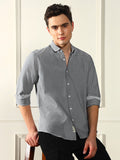 Dennis Lingo Men's Spread Collar Regular Fit Solid Grey Casual Shirt