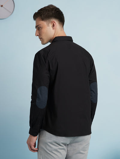 Men Black Solid Spread Collar Full Sleeves Regular Fit shirt