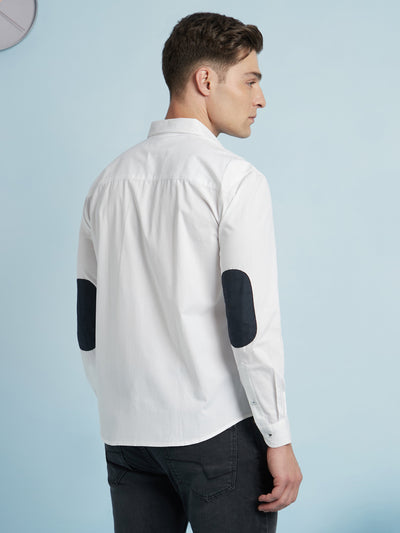Men White Solid Spread Collar Full Sleeves Regular Fit shirt