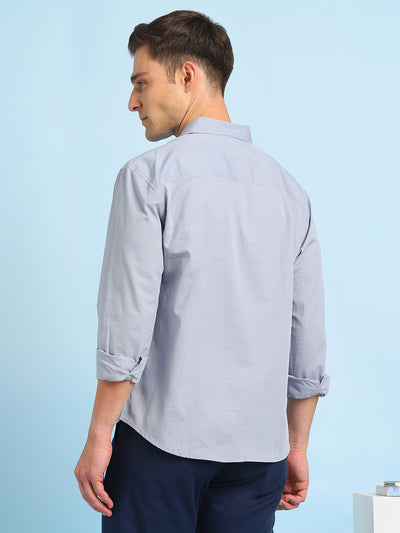 Men Solid Spread Collar Full Sleeves Relaxed Fit Shirt