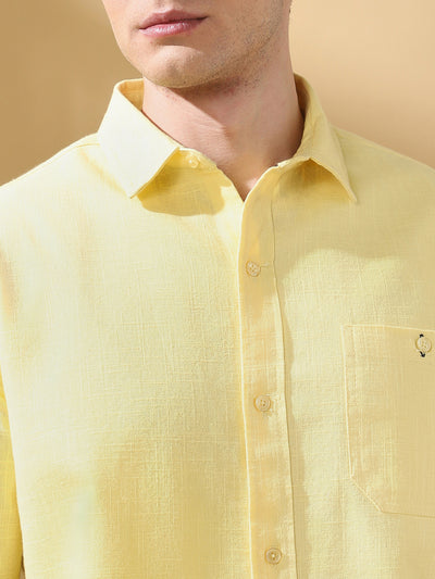 Men Cotton Spread Collar Regular Fit Self Design Casual Shirt
