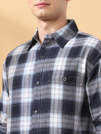 Men Checks Spread Collar Full Sleeves Relaxed Fit Shirt