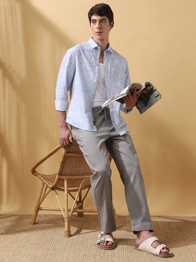 Men Printed Spread Collar Full Sleeves Regular Fit Shirt