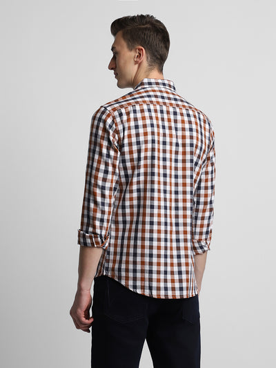 Men's Button Down Collar Slim Fit Checks Multicolour Casual Shirts