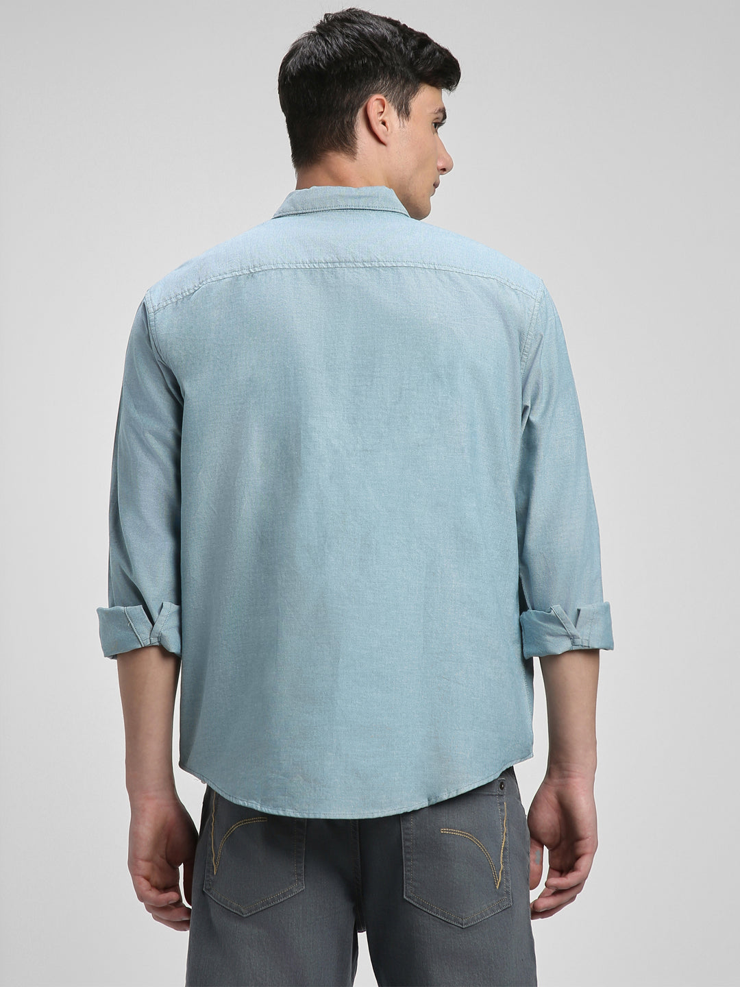 Men's Button Down Collar Regular Fit Solid Green Casual Shirts