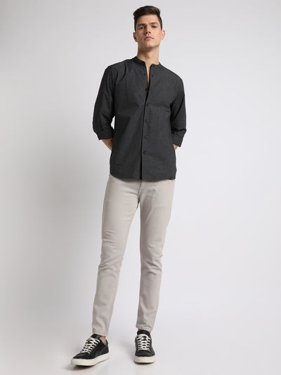 Men's Regular Collar Slim Fit Checks Navy Casual Shirts