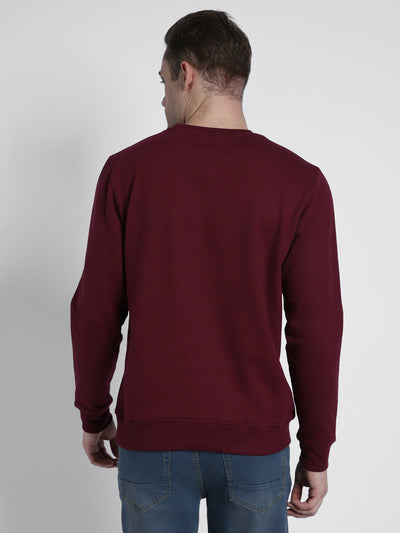 Dennis Lingo Men's Mock Neck Regular Fit Solid Patch Pocket Maroon Sweatshirt